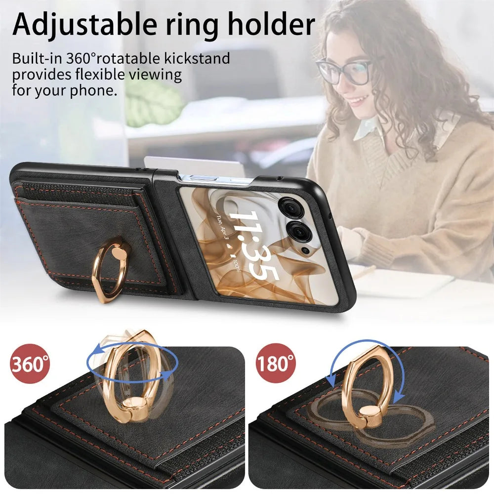 Retro PU Leather Wallet Case with Card Slot for Motorola Razr 50 Ultra