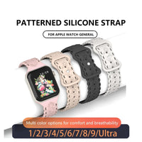 Silicone Engraved Rose Flower Strap for Apple Watch