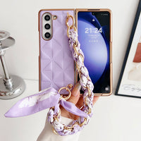 Luxury Leather Wrist Strap Phone Case for Samsung Galaxy Z Fold 6 – Elegant Protection and Convenience