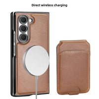 RFID Blocking Leather Wallet Case with Tempered Glass for Samsung Galaxy Z Fold 6