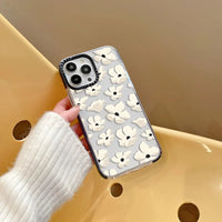 Full Screen White Flowers Soft TPU Shockproof Back Case for iPhone 15 Series