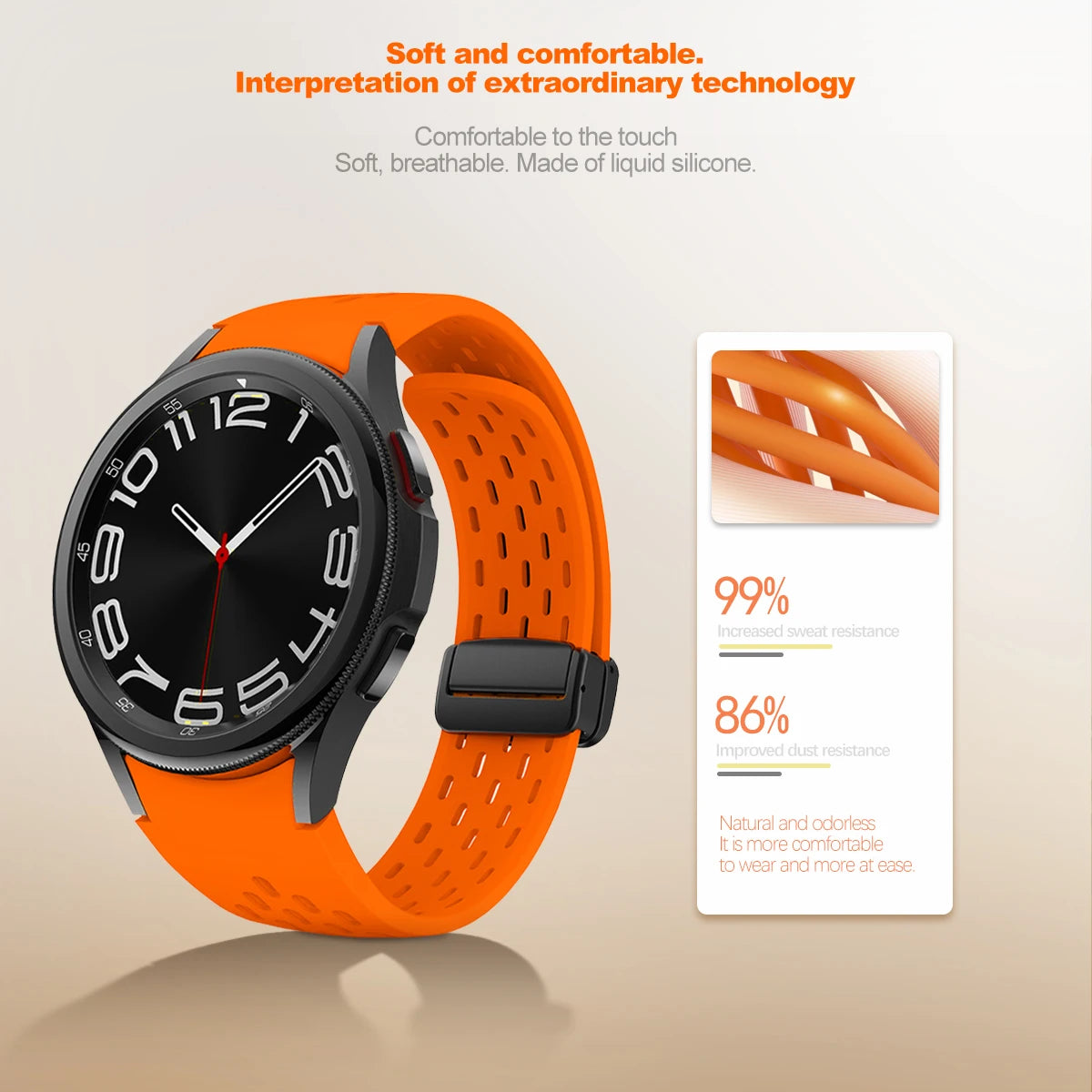 Magnetic Buckle Silicone Strap for Samsung Galaxy Watch 6