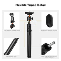 K&F Concept Extendable Flexible Camera Tripod with Bluetooth Remote Control