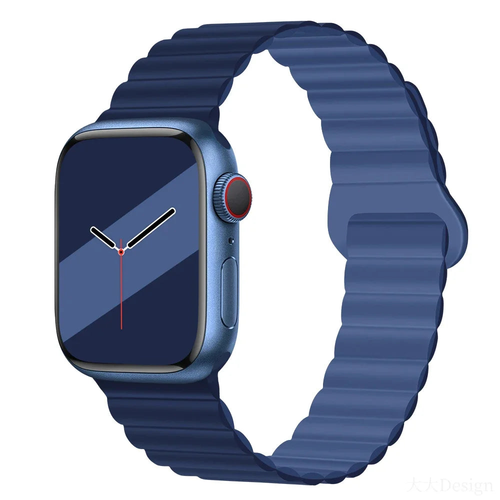 Lightweight Silicone Band with Magnetic Buckle for Apple Watch