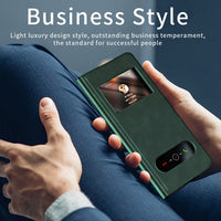 Nappa Stripe and Lychee Pattern Case for Samsung Galaxy Z Fold 4