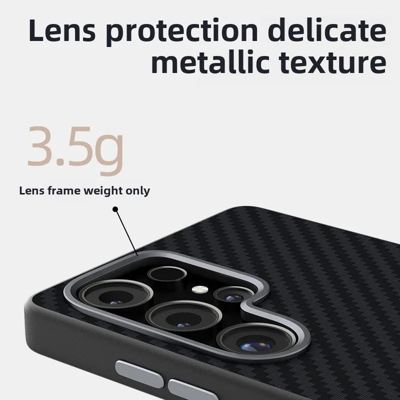 Leather Magnetic Shockproof Case with Carbon Fiber for Samsung Galaxy S25 Series