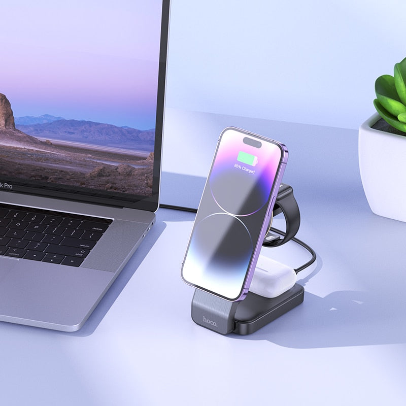 HOCO 3-in-1 Fast Charging Magnetic Wireless Charger Stand