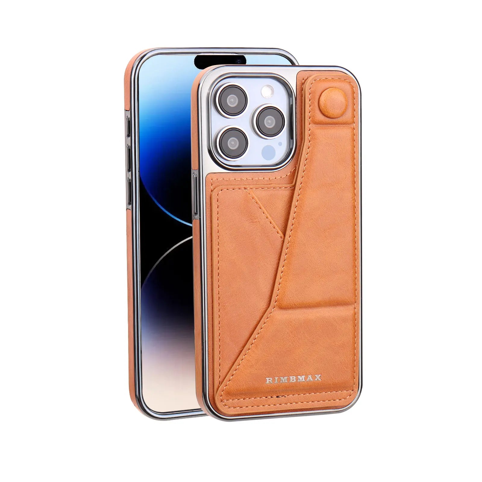 Luxury Folding Kickstand Wallet Leather Phone Case with Card Slot and Plating Bracket for iPhone 14 Series