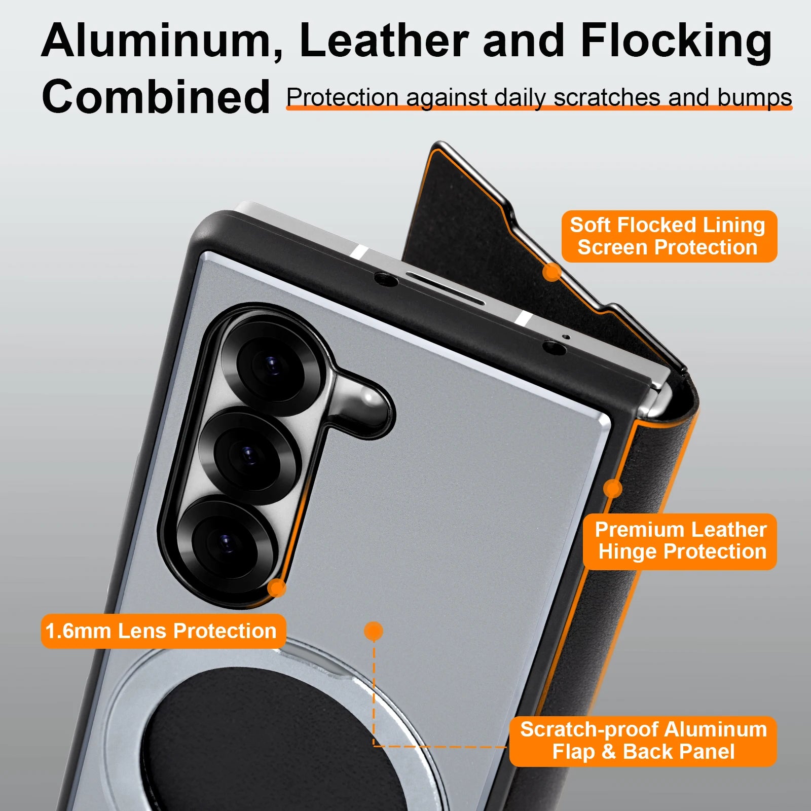 Full Coverage Protective Magnetic Case with 360° Rotation & Kickstand for Samsung Galaxy Z Fold 5