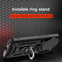Shockproof Armor Case with Slide Camera Lens Protection and Ring Stand for Honor Magic 6 Pro 5G