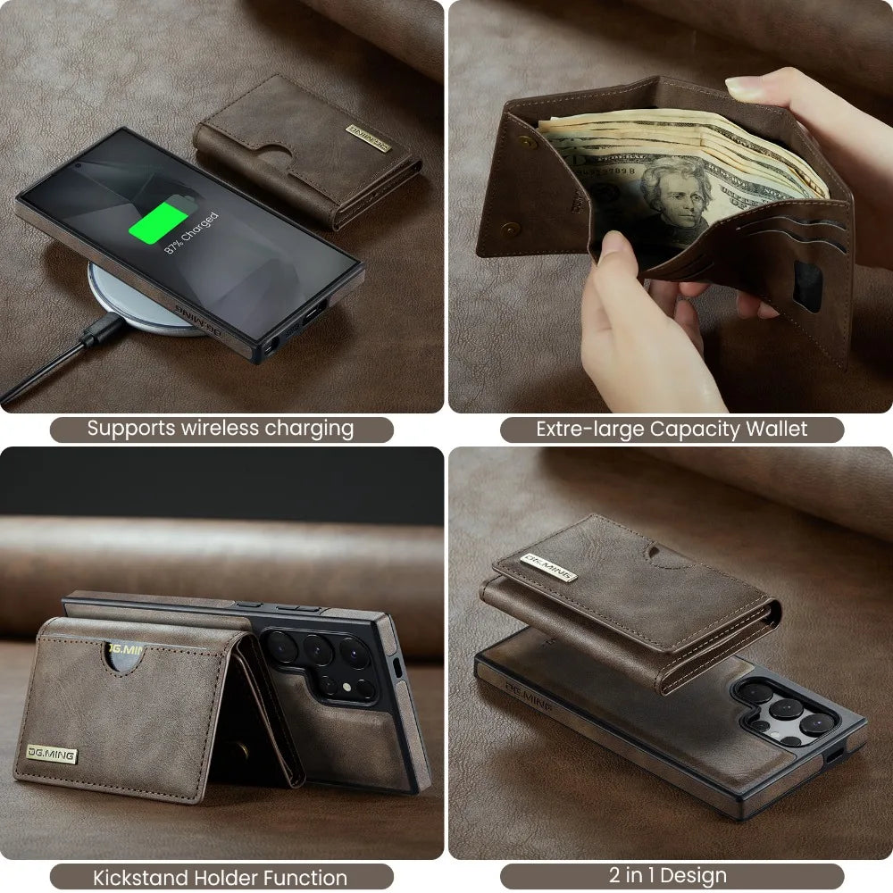 Samsung Galaxy S25 Series Magnetic Wallet Case with RFID Blocking Card Holder