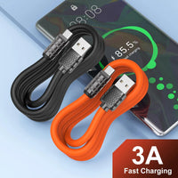 USLION 3A Premium Bold Liquid Silicone Fast Charging USB-C Cable