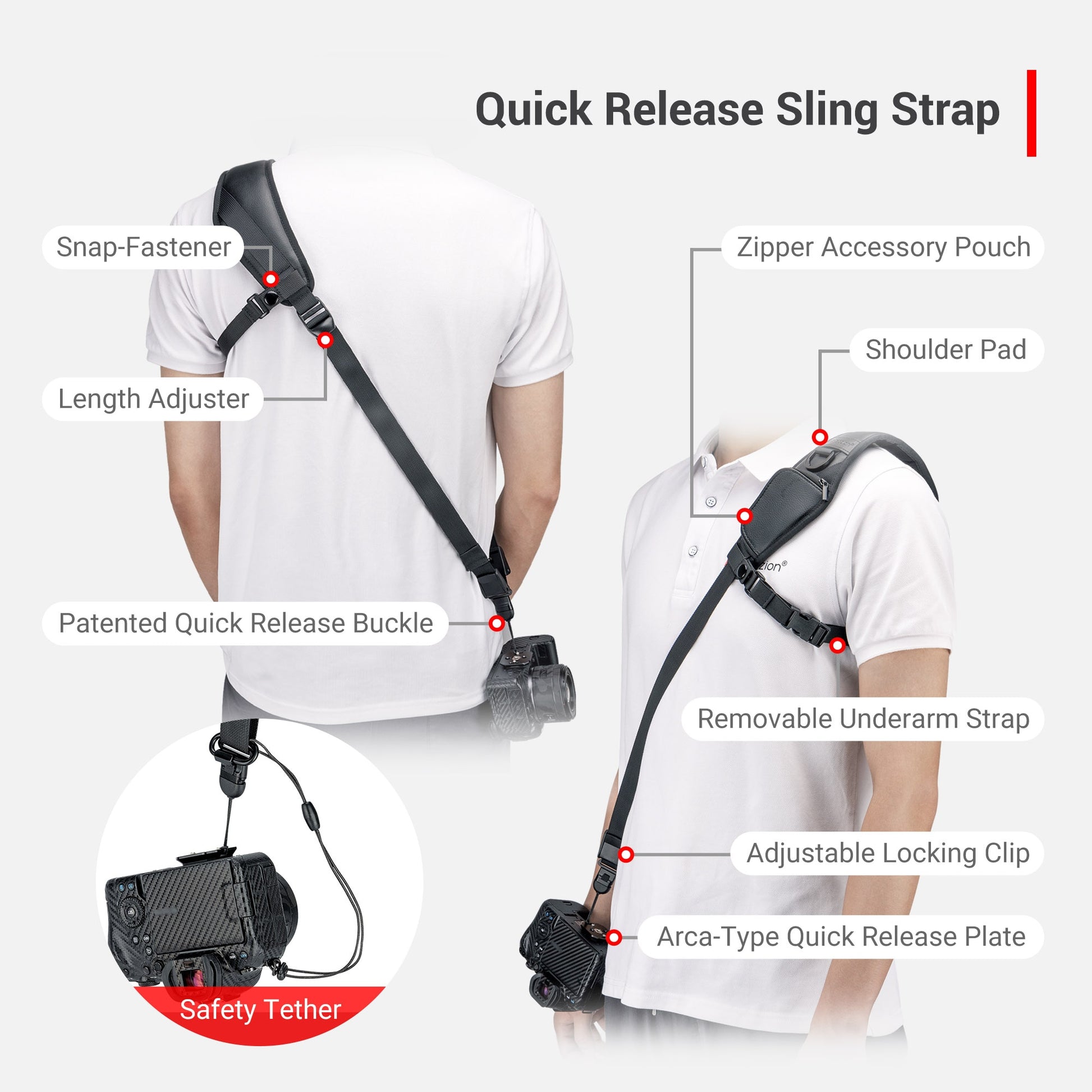 Quick Release Sling Strap with Zipper Pouch