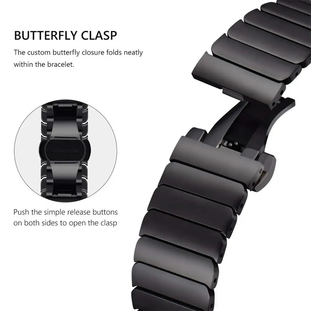 Butterfly Buckle Metal Strap for Apple Watch