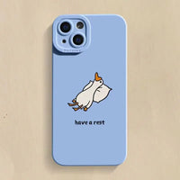 Cartoon Duck Shockproof Silicone Soft Case for iPhone 15 Series
