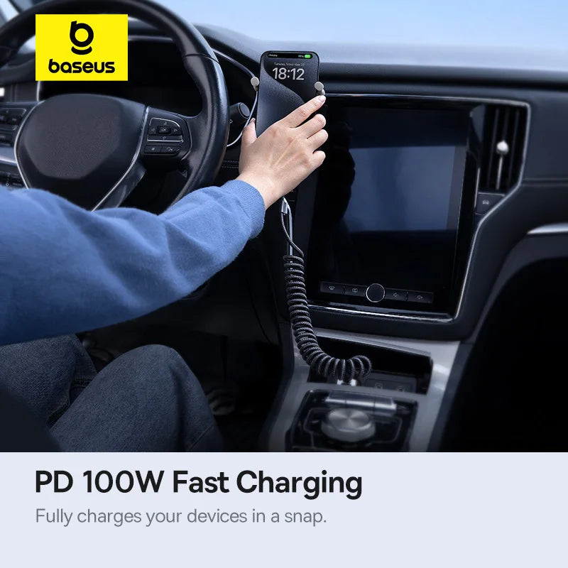 Baseus PD 100W Fast Charging USB Type-C Cable with Expandable Coil Design