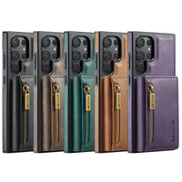 2-in-1 Detachable Magnetic Leather Case with Zipper Wallet & Card Holder for Samsung Galaxy S23