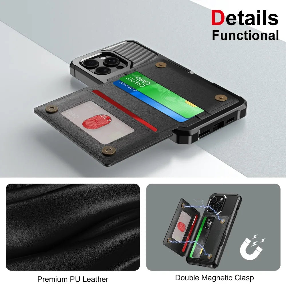 Wallet Phone Case with Flip Card Slots for iPhone 15 Series – Style Meets Function