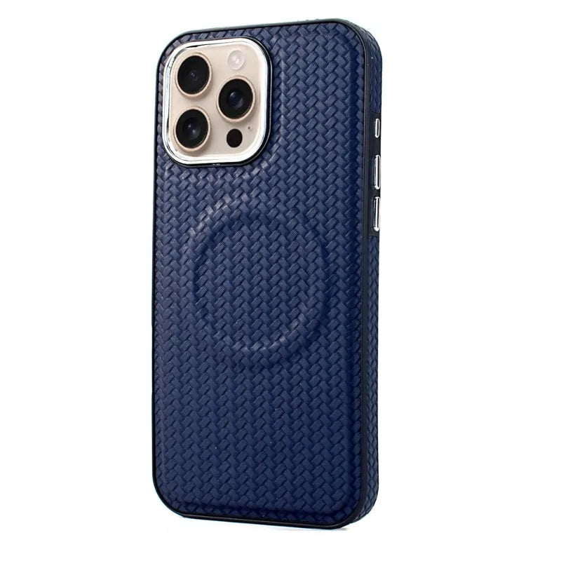 Shockproof Woven Leather MagSafe Case for iPhone 16 Series