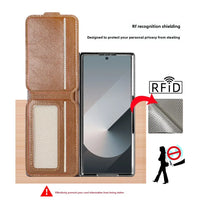 RFID Blocking Leather Wallet Case with Tempered Glass for Samsung Galaxy Z Fold 6