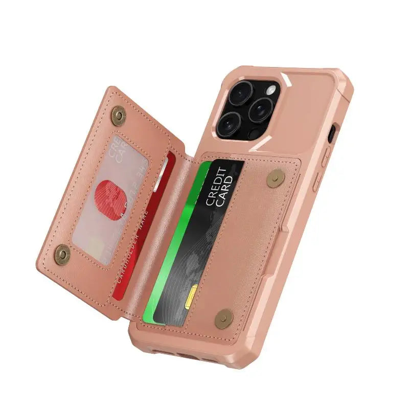 Luxury Leather Magnetic Flip Card Case for iPhone 15 Series