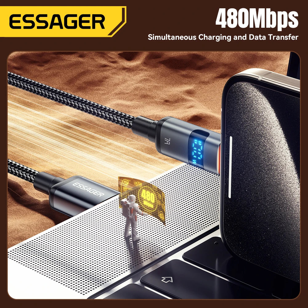 Essager 100W 7A USB Type-C Cable – High-Speed Charging & Data Transfer