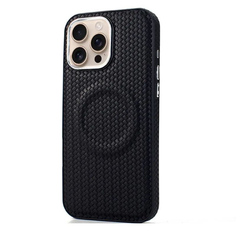 Shockproof Woven Leather MagSafe Case for iPhone 16 Series