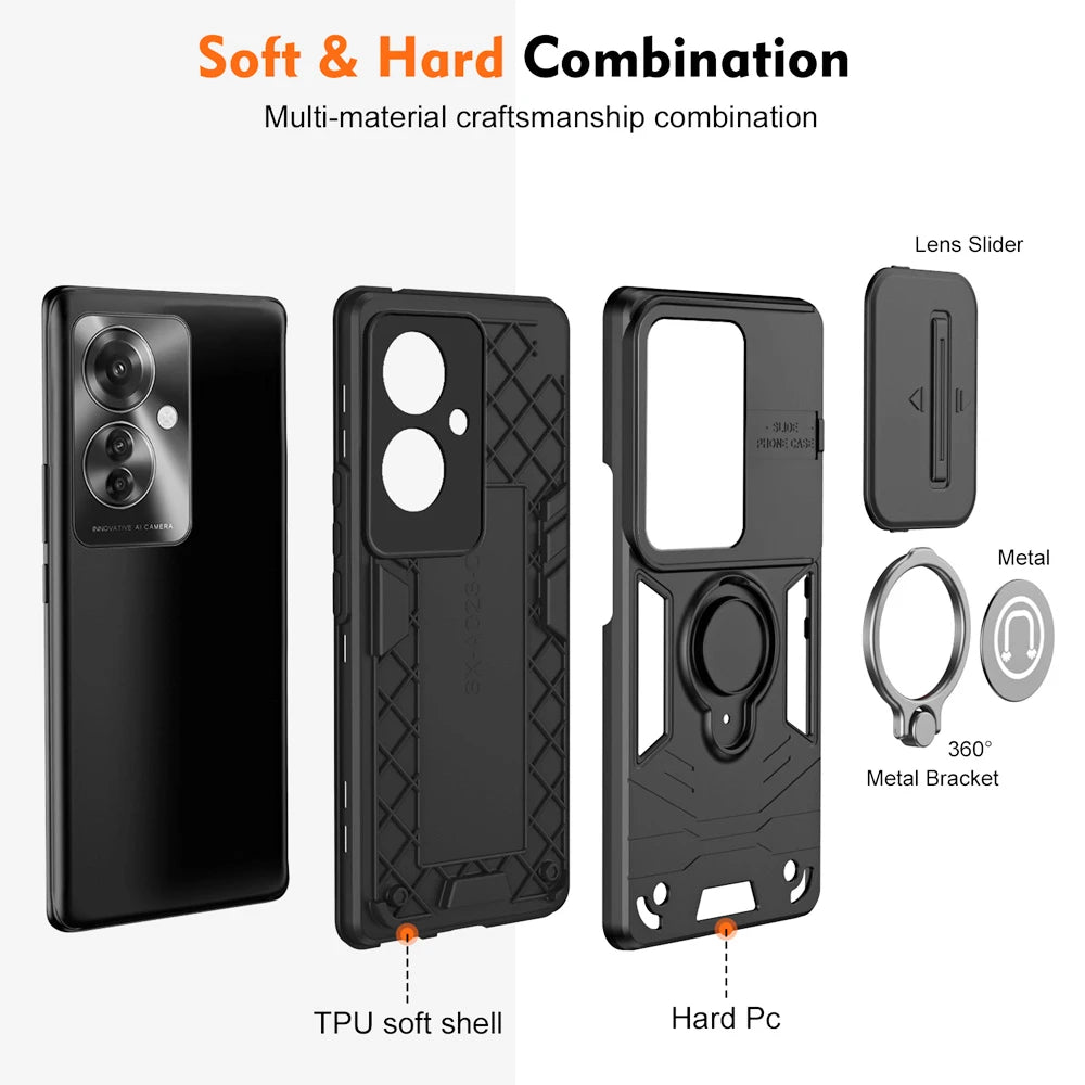 Shockproof Slide Camera Protection Ring Phone Case for OPPO Reno11 F