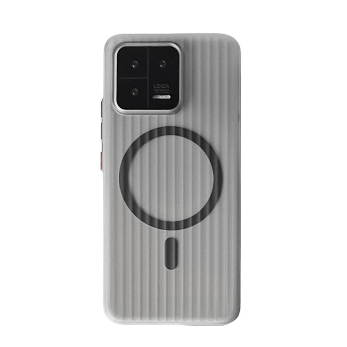 Matte Transparent Hard PC Cover with Corrugated Pattern Magnetic Wireless Charging Case for Xiaomi 14 Series