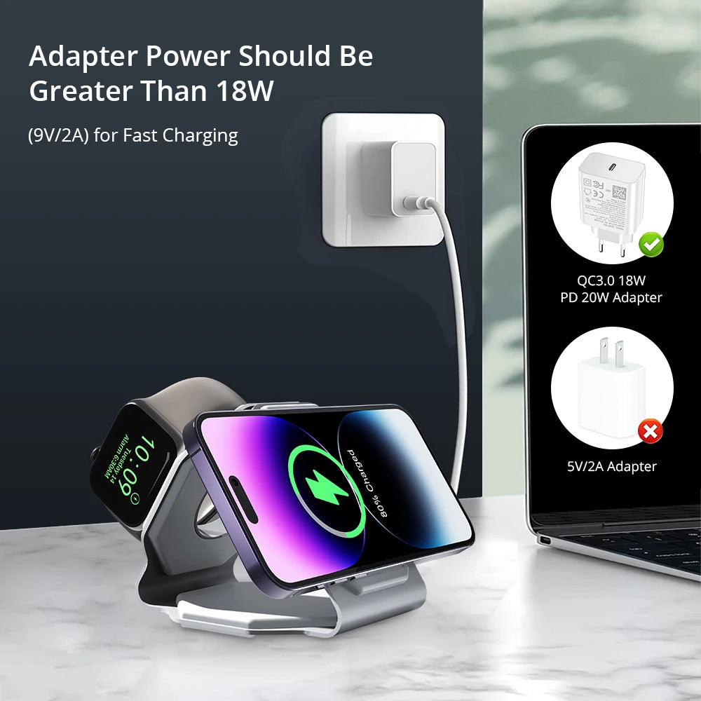 Bonola Foldable Magnetic 3-in-1 Wireless Charging Stand