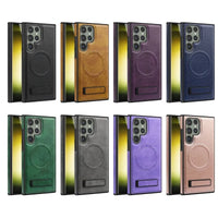 Crystal-Shield Magnetic PU Leather Stand Case for Samsung Galaxy S23 Series