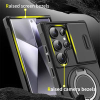 Magnetic Ring Holder Case with Sliding Camera Cover for Samsung Galaxy S24 Series