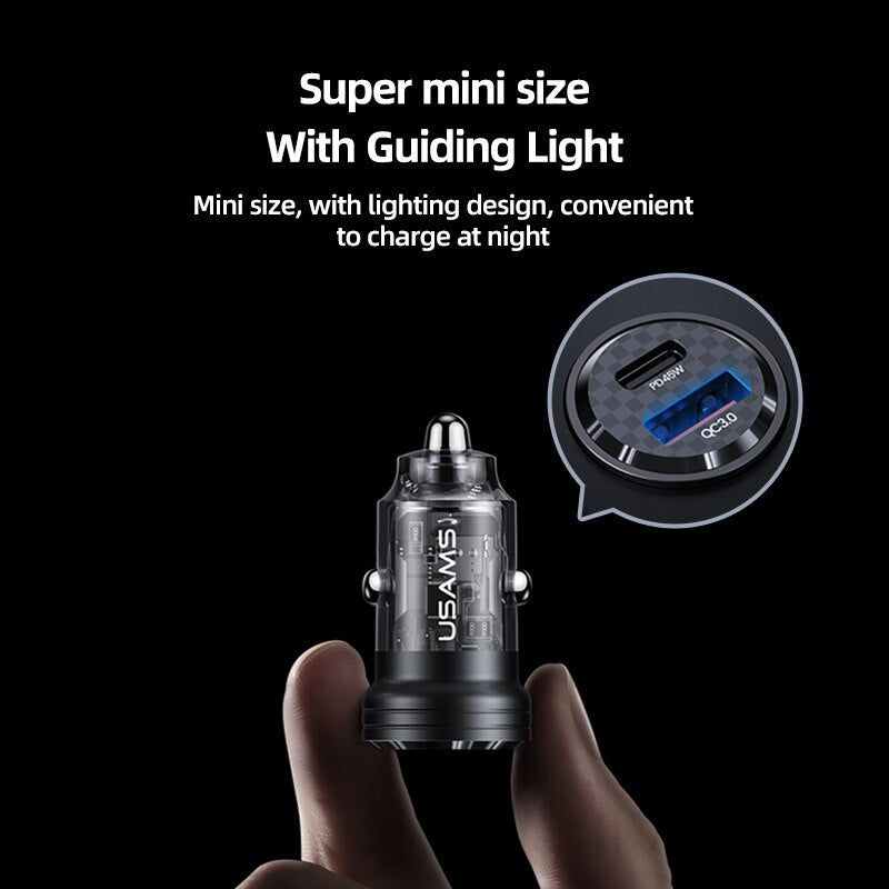 USAMS 45W Type-C Transparent Car Charger