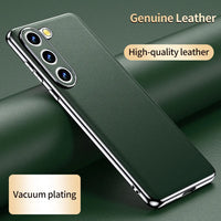 Genuine Leather Plating Shockproof Back Case for Samsung Galaxy S24 Series