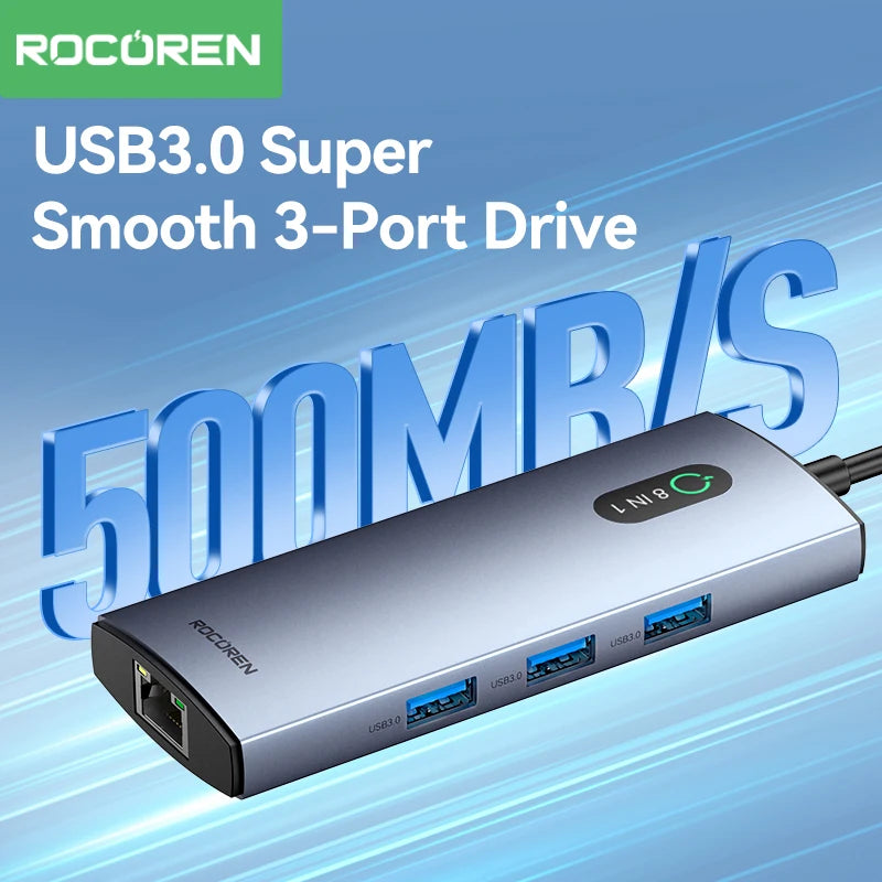 Rocoren 8-in-1 USB Type C PD 100W Docking Station