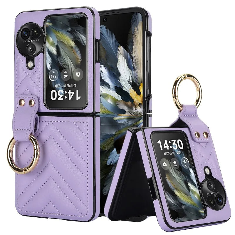 Luxury Leather Phone Case for OPPO Find N3 Flip