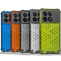 Shockproof Armor Soft Silicone+PC Transparent Honeycomb Phone Back Case for Xiaomi POCO F6 Pro