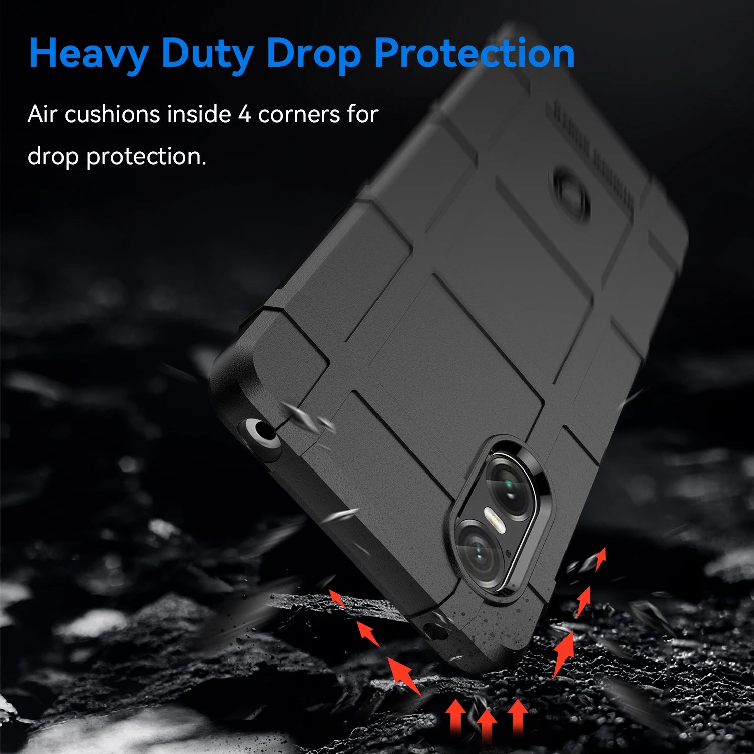 Rugged Shield Non-slip Texture Shockproof Soft TPU Silicone Protective Back Case for Sony Xperia 10 VI