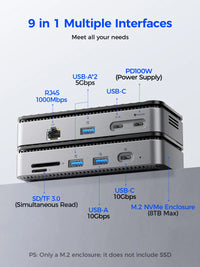 ORICO M2P7 USB-C Hub and M.2 NVMe/SATA SSD Enclosure with Cooling Fan