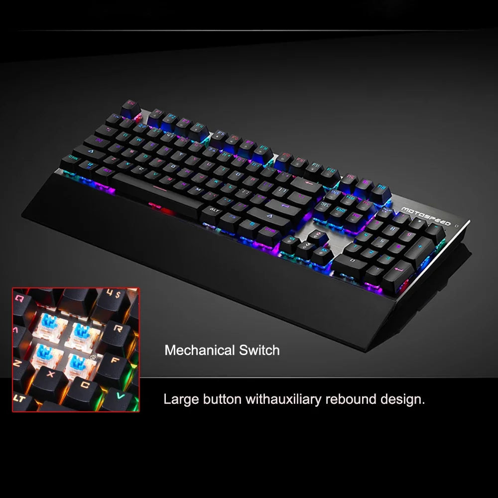 Motospeed CK108 104-Key Wired Mechanical Gaming Keyboard with RGB Backlight