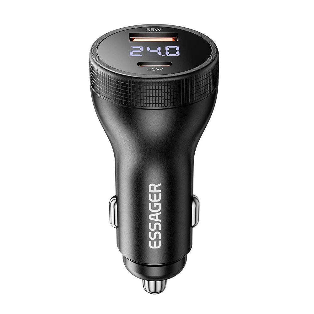 Essager 100W USB-C Car Charger with Digital Display