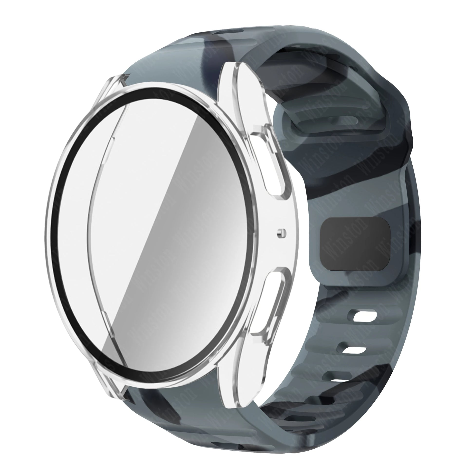 Samsung Galaxy Watch 7 Tempered Glass Case + Silicone Strap Band