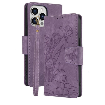 Flower Wrist Strap Wallet Phone Case with Card Holder for iPhone 15 Series