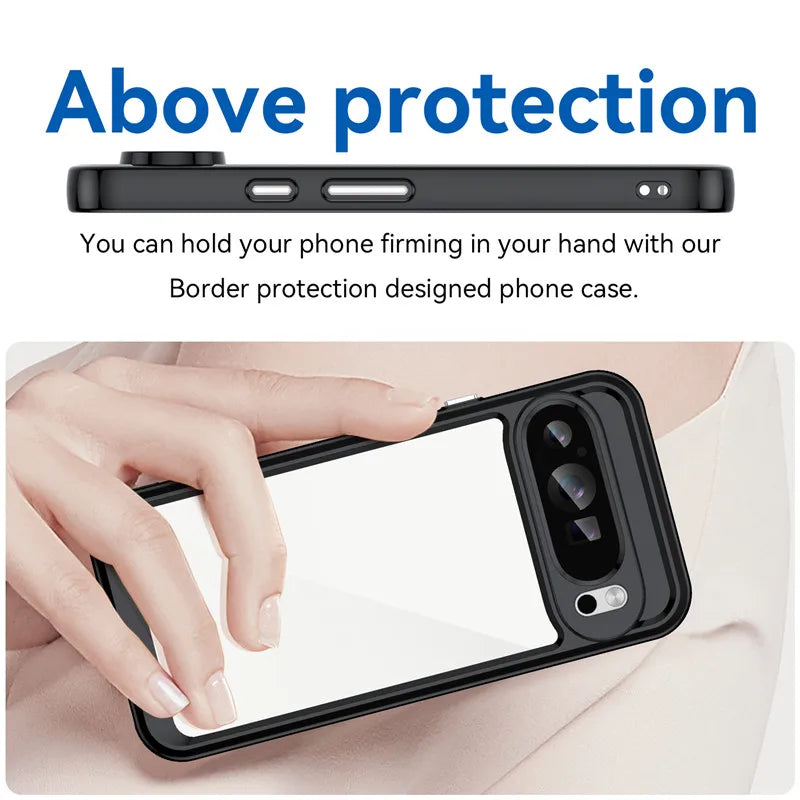 Colorful Soft Edge Silicone Transparent Shockproof Bumper Case for Google Pixel 8 Series
