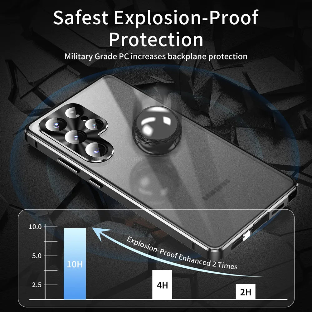 360 Protection Metal Magnetic Case with Glass for Samsung Galaxy S25 Ultra