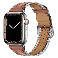 Hand-Sewn Leather Chain Bracelet for Apple Watch