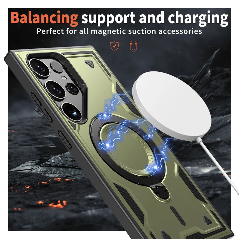 Military Grade Drop-Proof Case with 360° Adjustable Ring Stand for Samsung Galaxy S24 Series