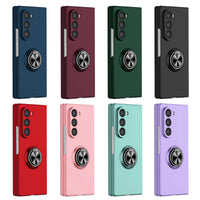 Magnetic Ring Plastic Phone Case with Hinge Protection for Samsung Galaxy Z Fold 5