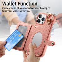 Zipper Wallet Leather Case with Crossbody Lanyard for iPhone 16 Series