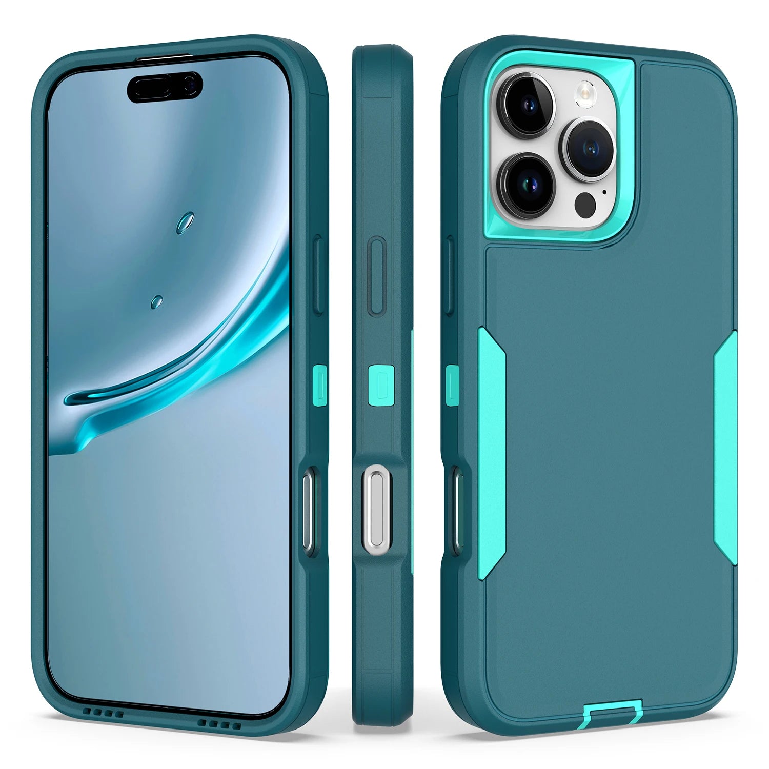 2-in-1 Shockproof Armor Case with TPU Frame and Plastic Back for iPhone 16 Series